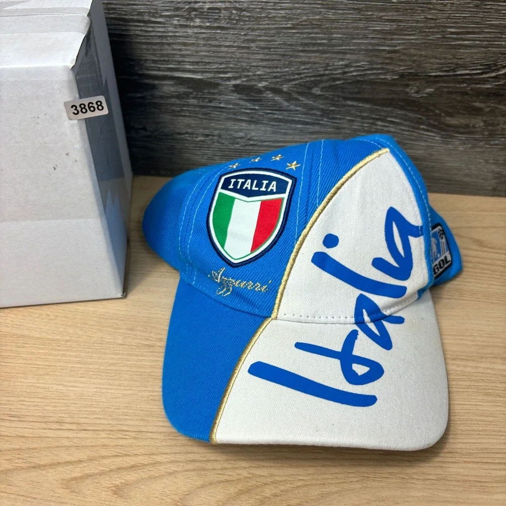 Italy Hat Cap Strap Back Blue Italia‎ Soccer Adjustable New Era Mens